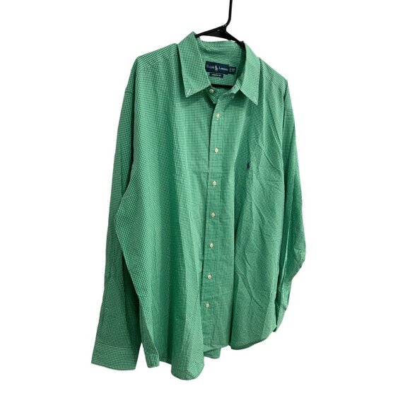 Ralph Lauren Mens Classic Fit Green Gingham Button Down Shirt 2XB - Picture 3 of 9